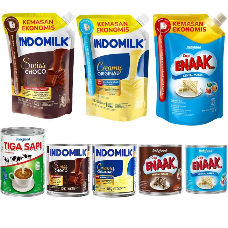 

Indofood Indomilk | Tiga Sapi | Cap Enaak Susu Kental Manis 545ml