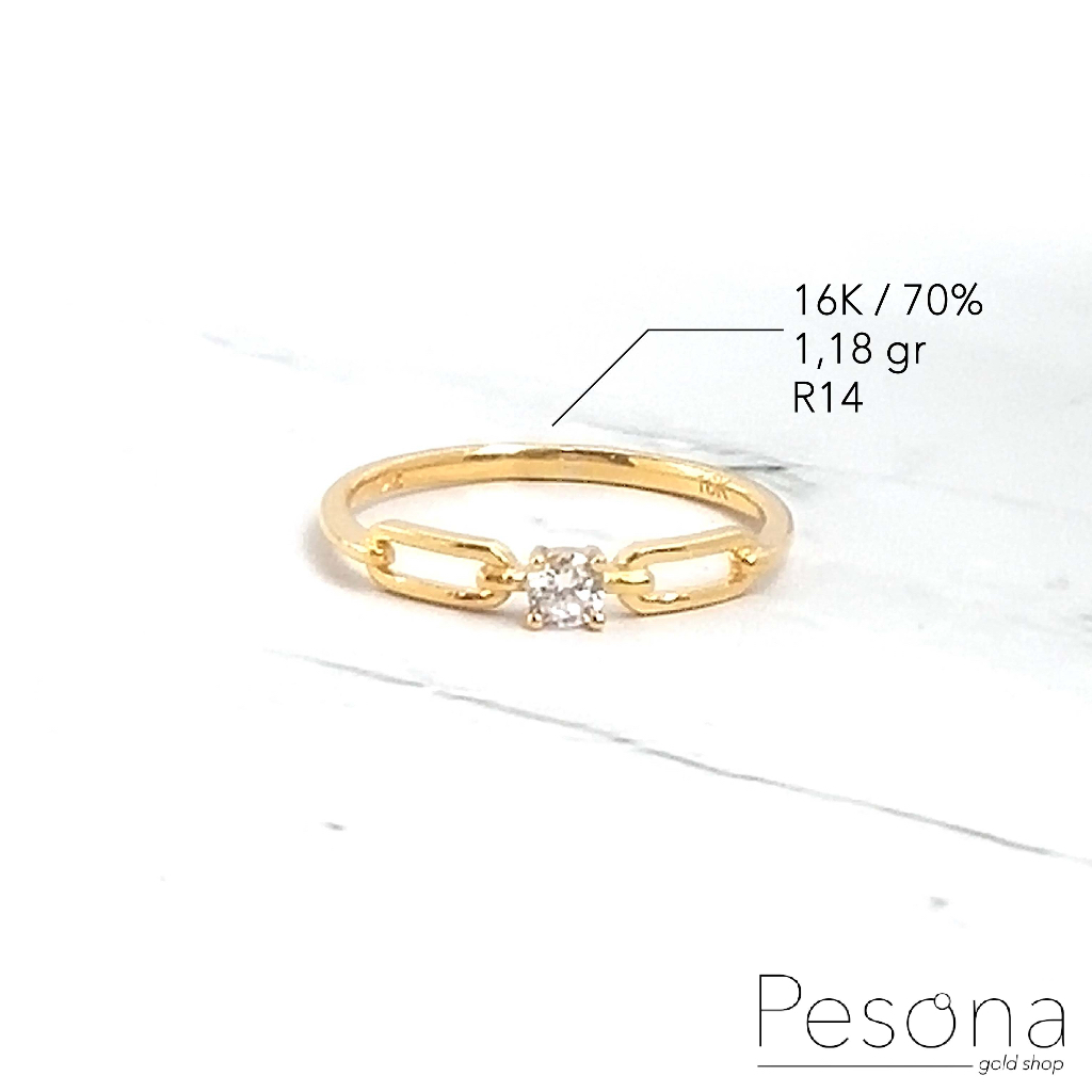 CINCIN EMAS KUNING MODEL SOLITAIRE R14 | 16K | 1,18 gram