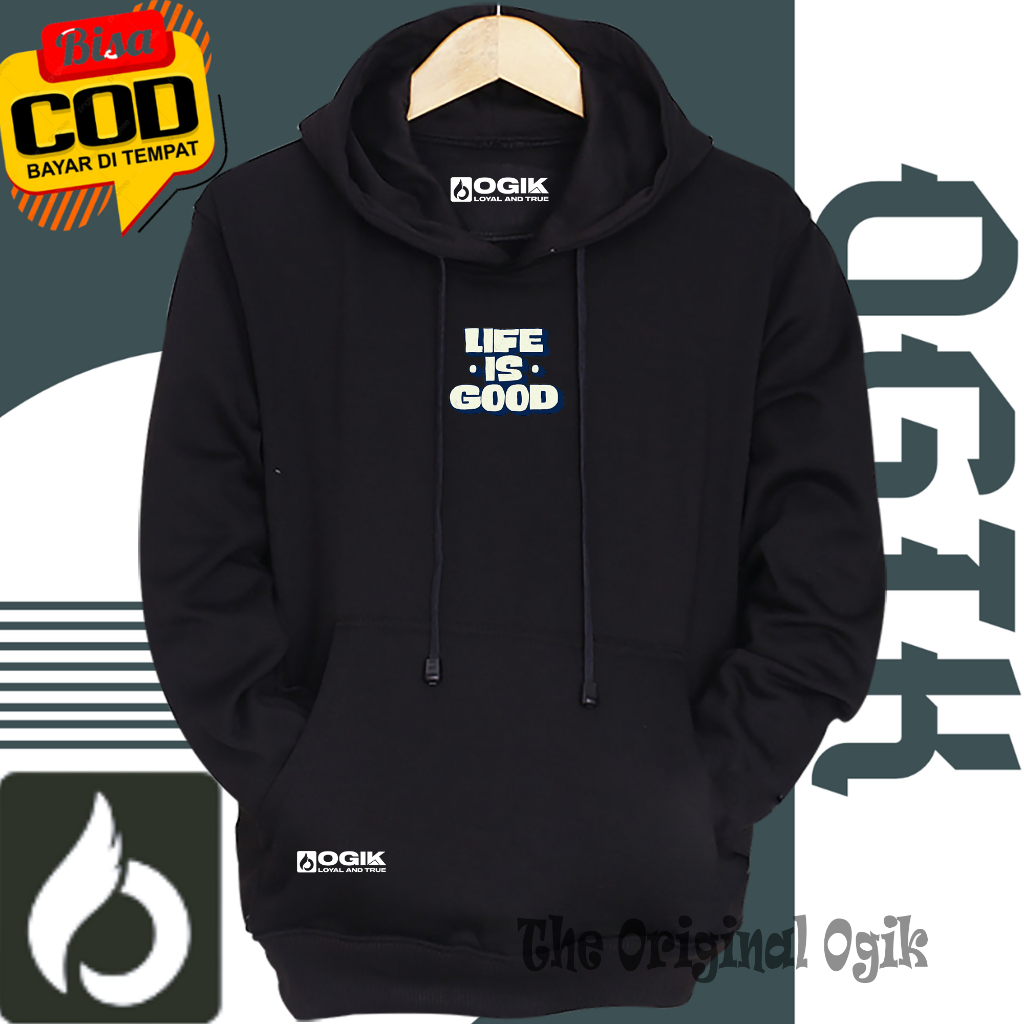 hoodie pria distro original brand akazoo warna hitam everyday is holiday sablon switer cowok keren t