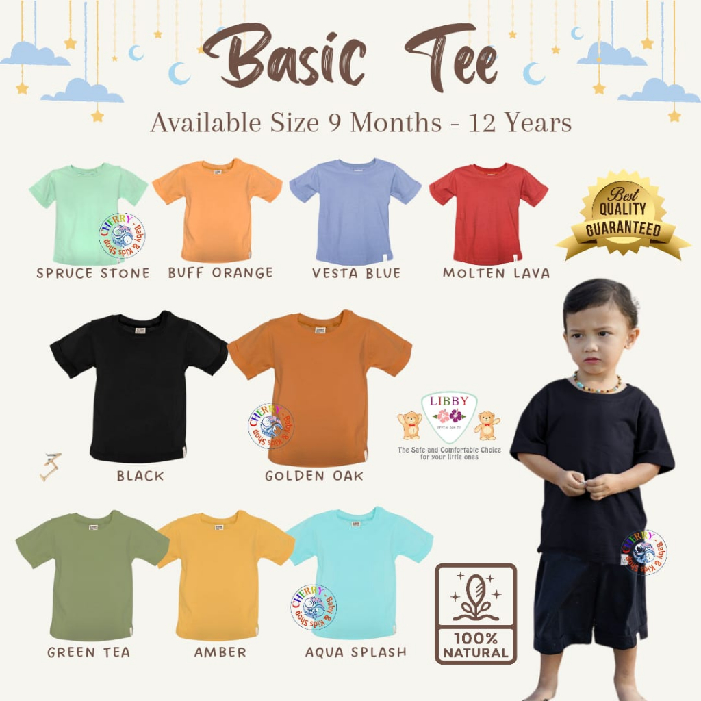 Libby Basic Tee 9 Bulan - 12 Tahun Tshirt Polos Anak / Kaos Atasan Anak Unisex Earth Series CBKS