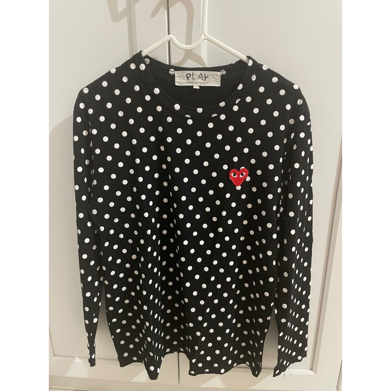 CDG PLAY Polkadot Long Sleeve T-shirt - Black Original (Preloved)