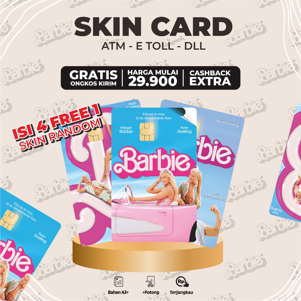 

Skin ATM Barbie Viral glossy isi 4pcs free 1skin random