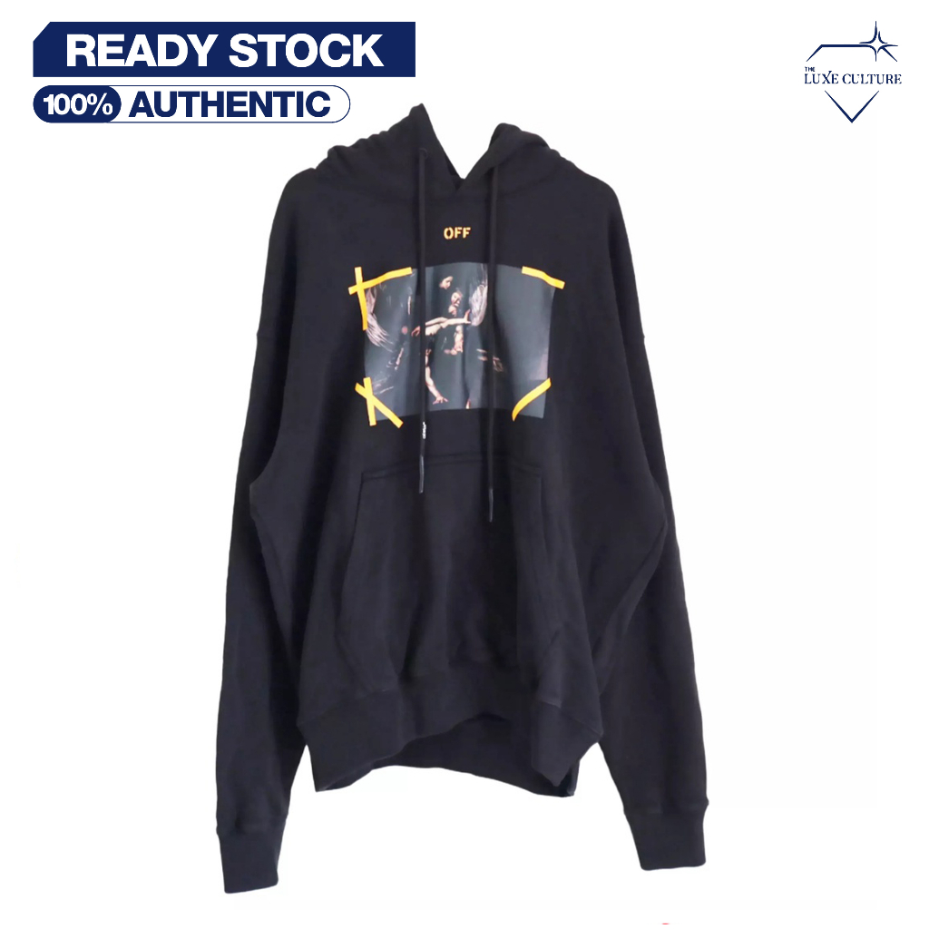 Off White Caravaggio Yellow Black 2022 Hoodie / Hoodie Hitam Pria Branded Original