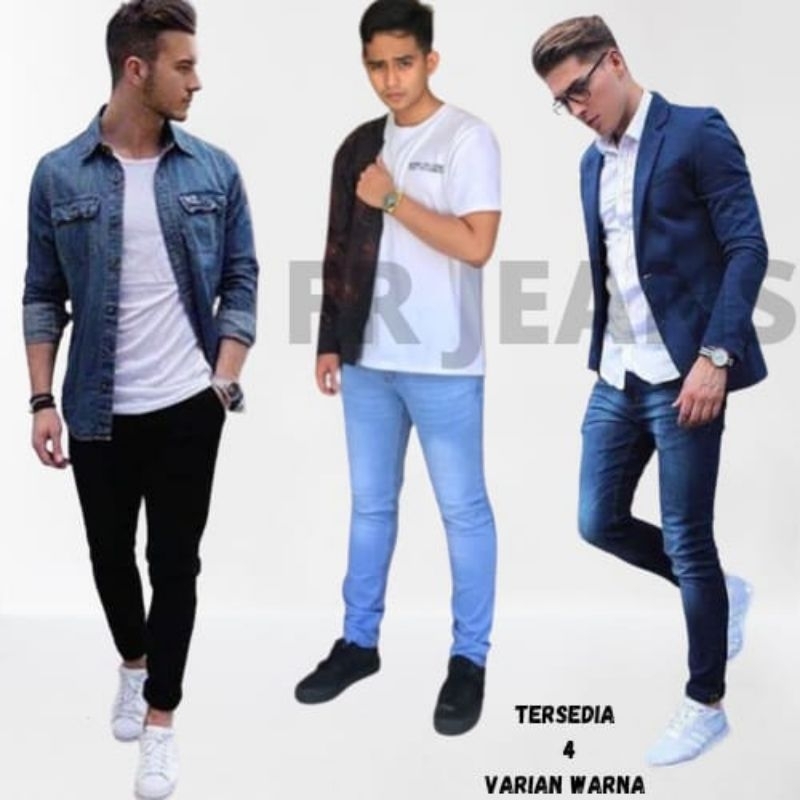 Celana Jeans Pria Kekinian / Celana Pensil Cowok Hitam / Celana Jeans  Panjang Pria Slimfit(Promo Ce