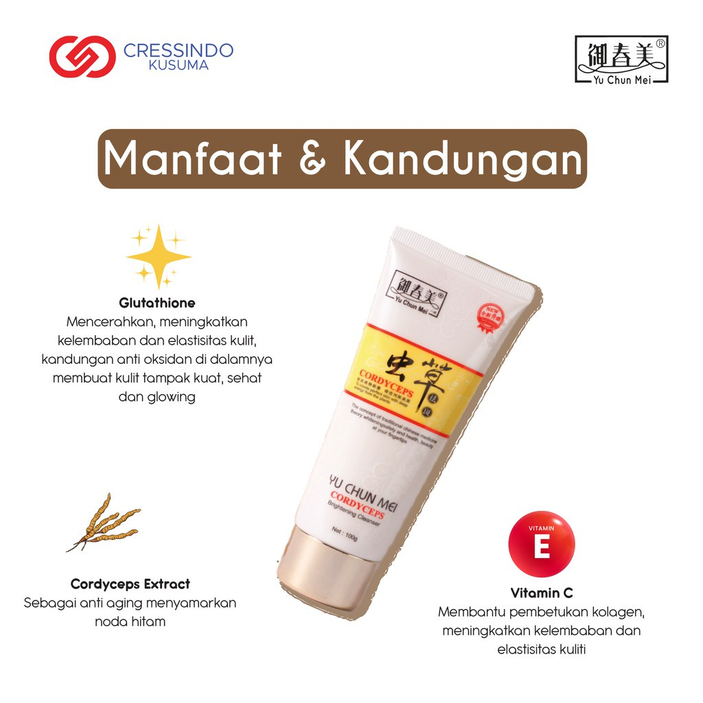 FACIAL FOAM YU CHUN MEI CORDYCEPS SABUN WAJAH TUBE ORIGINAL BPOM | ORIGINAL 100GR