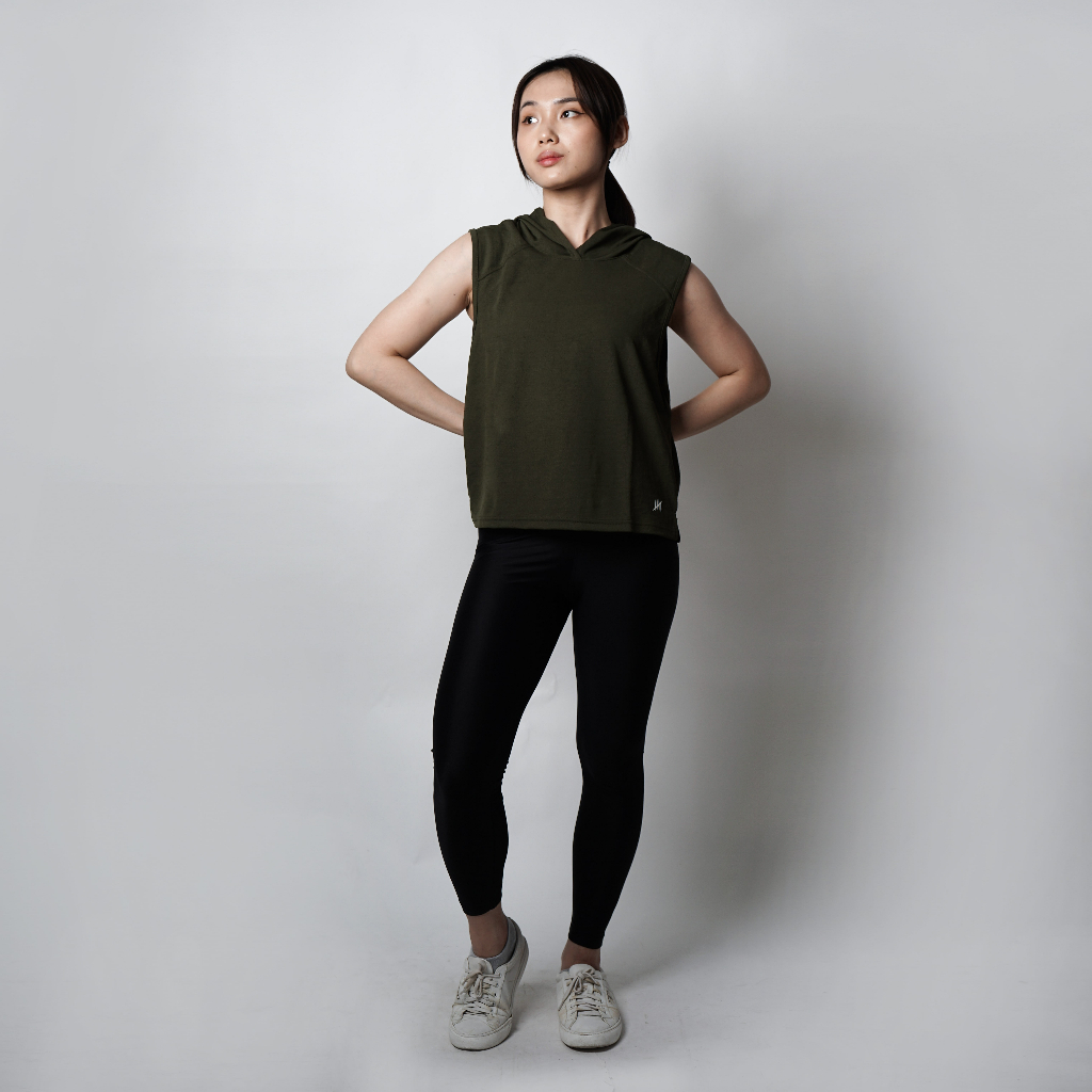 DONSON Sportswear Hoodie Sleeveless Wanita Tanpa Lengan Extra Fine Polyester Jumbo Warna Army