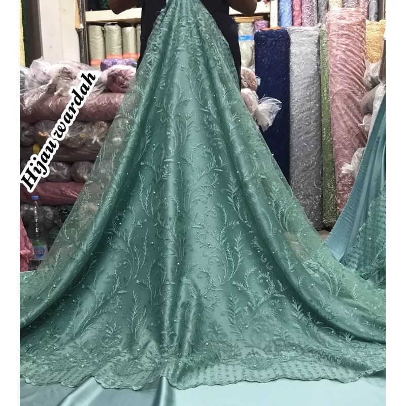 MURAH Kain bahan Tulle akar mutiara / bahan kebaya brokat.