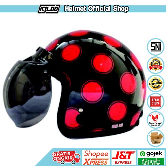 Helm Bogo / Helm Retro / Helm Igloo Moon Black Red