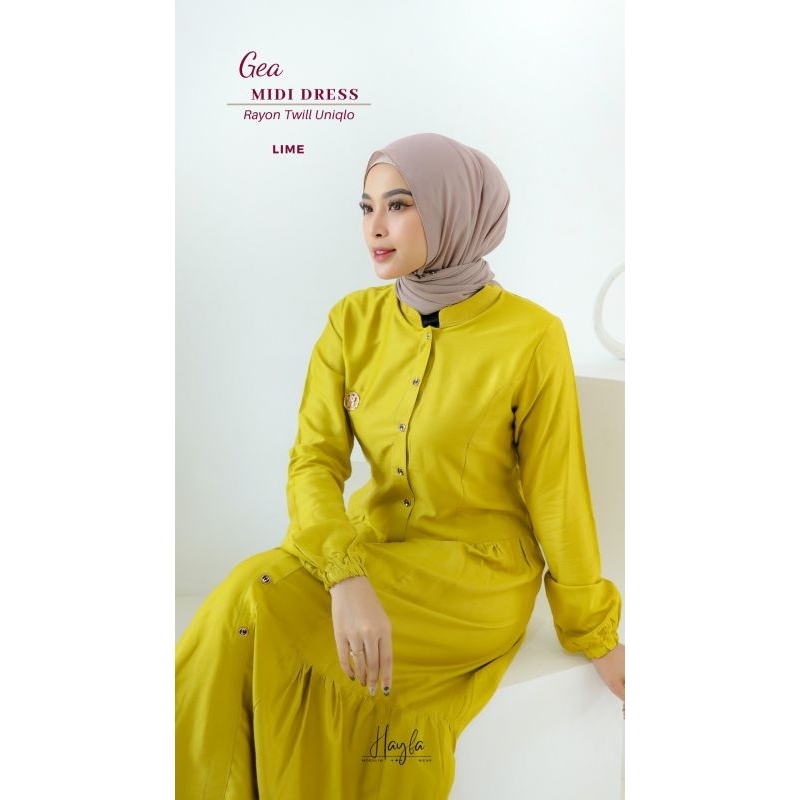 Gea midi dress twill by Hayfa