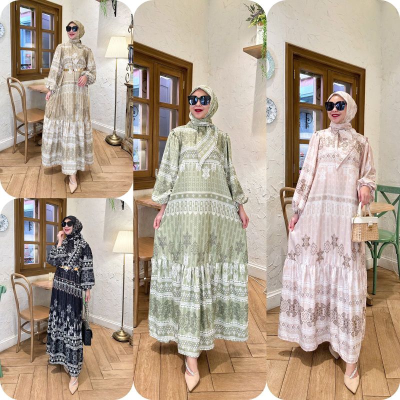 Gamis Silk Premium Motif | Gamis BKK Bangkok | Gamis Sultan | Baju Kondangan Kekinian | Gamis Plus H