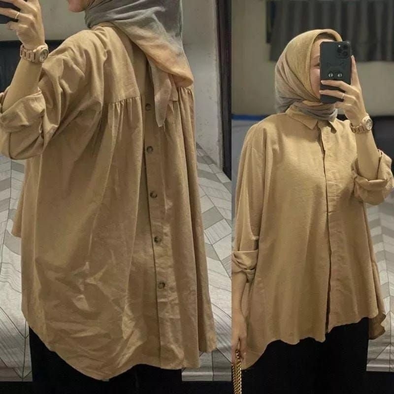 Kemeja Rika Oversize Kemeja Wanita Rika Linen Premium Top Line