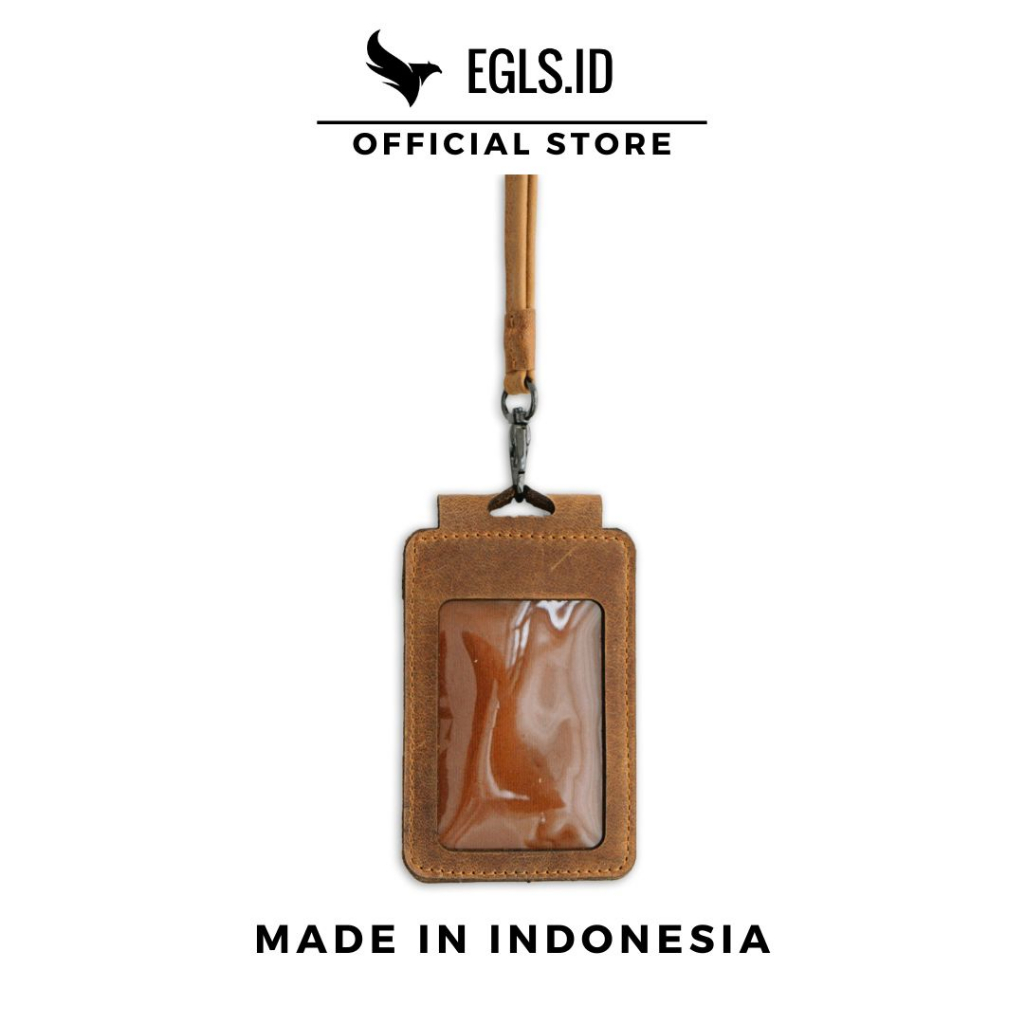 

Id Card Landyard Sean Name Tag kulit Sapi Asli Card Holder Double Flip Papan Nama Model Kalung