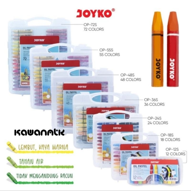 

CRAYON 12 WARNA & 24 WARNA JOYKO / OIL PASTEL OP 12 S & 24 S / KRAYON MINYAK