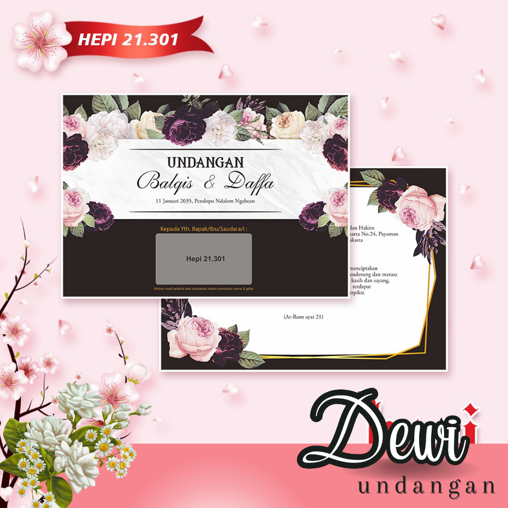 Blangko Undangan Nikah atau Kertas Undangan Pernikahan Hepi 301 Bahan BC Premium Harga Termurah dan 