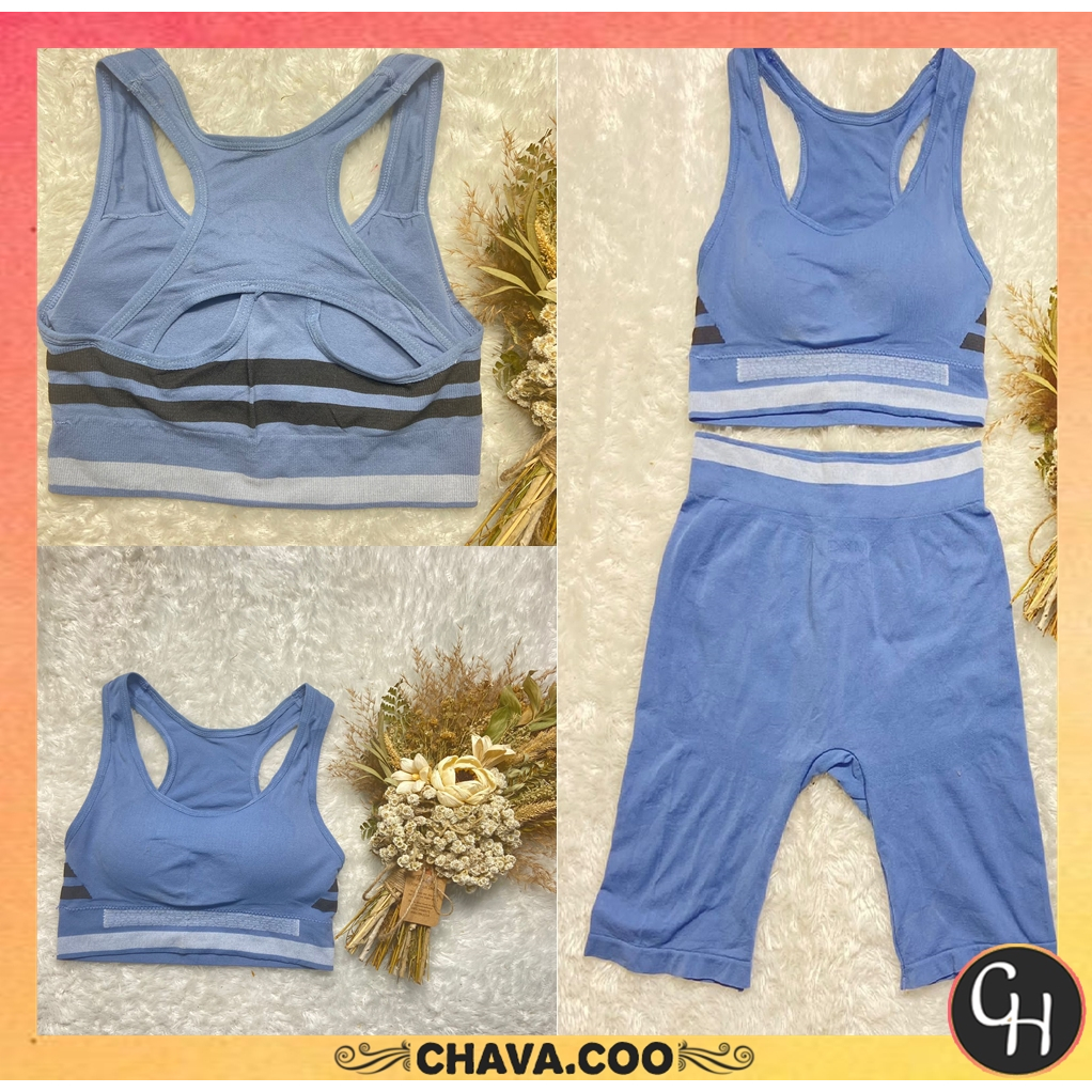 CHAVA | BS933 Set Celana Bra setelan wanita Gym Fitness Running Clothes Olahraga Wanita