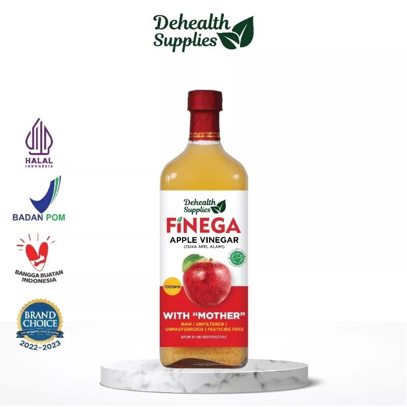 

Finega Cuka Apel 1L Botol Kaca-Dehealth Supplies Apple Cider Finegar