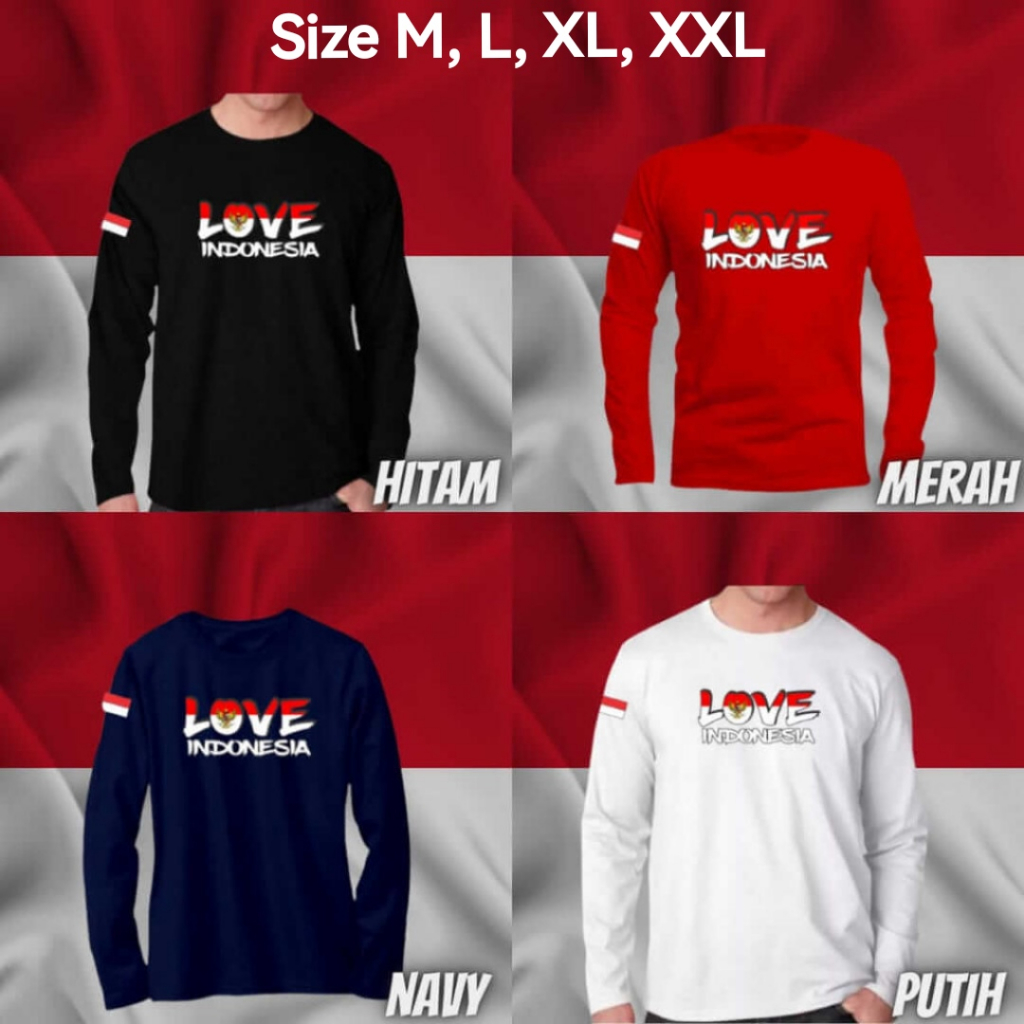 Promo Sweater Pria Bisa COD Kaos Love Indonesia Sweter Crewneck Cowok Terbaru Kaos Dirgahayu Baju Panitia Kaos Distro Pakaiain Lengan Panjang Sweater Terlaris Atasan NKRI