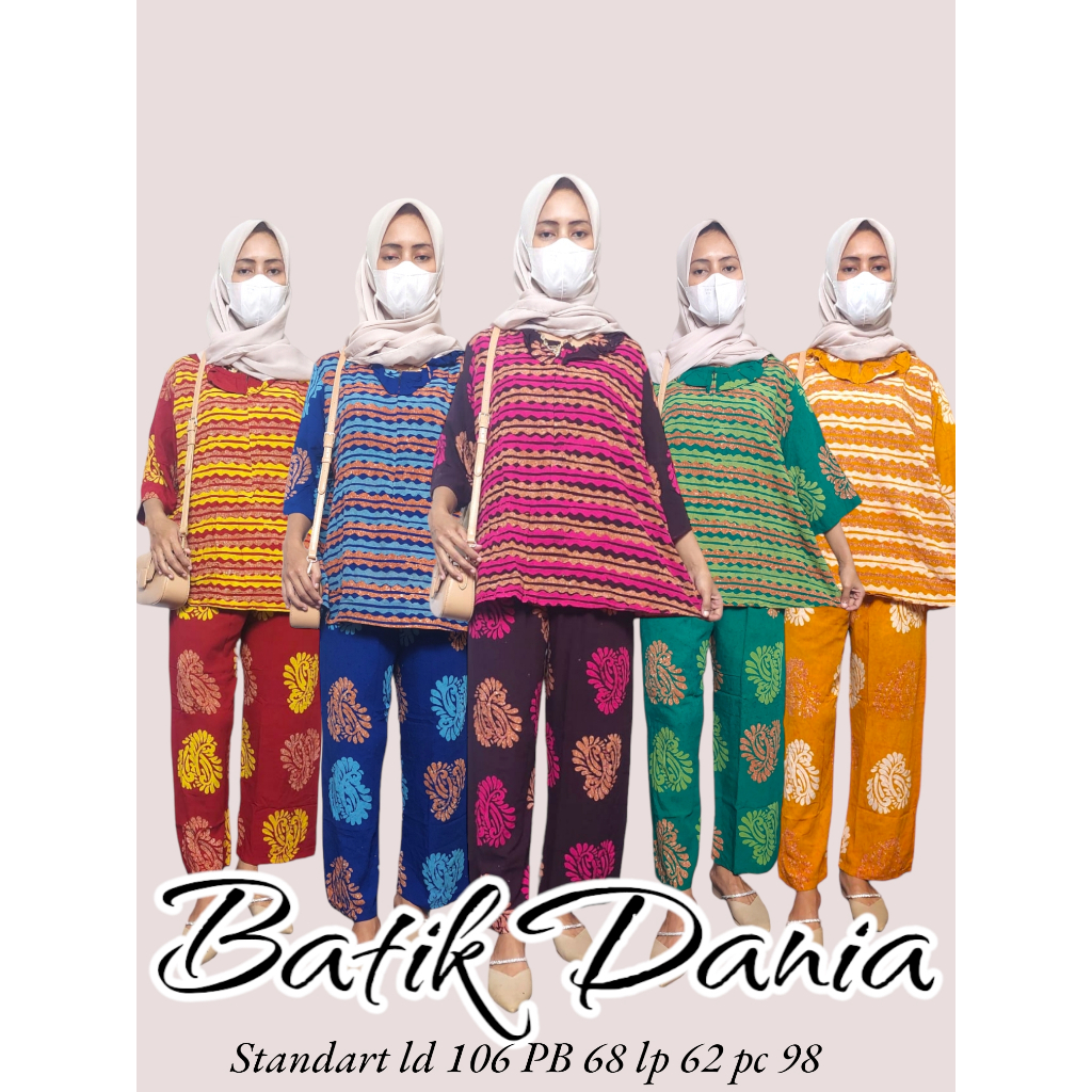 BATIK DANIA BATIK SUNAN BATIK CAP PREMIUM Ukuran ABG Ld 106 One Set Rayon Super Setelan Wanita Batik