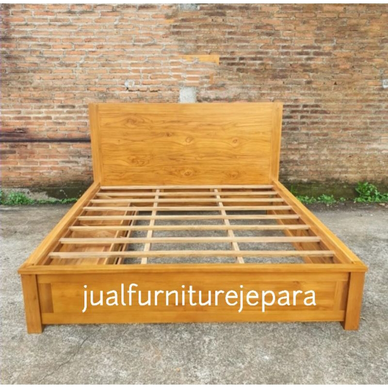 dipan tempat tidur minimalis laci 2 kayu jati Jepara, ranjang tempat tidur laci 2 minimalis kayu jat