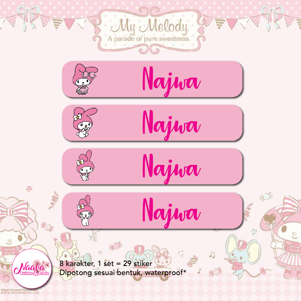 

STIKER LABEL PENSIL NAMA ANAK - MY MELODY