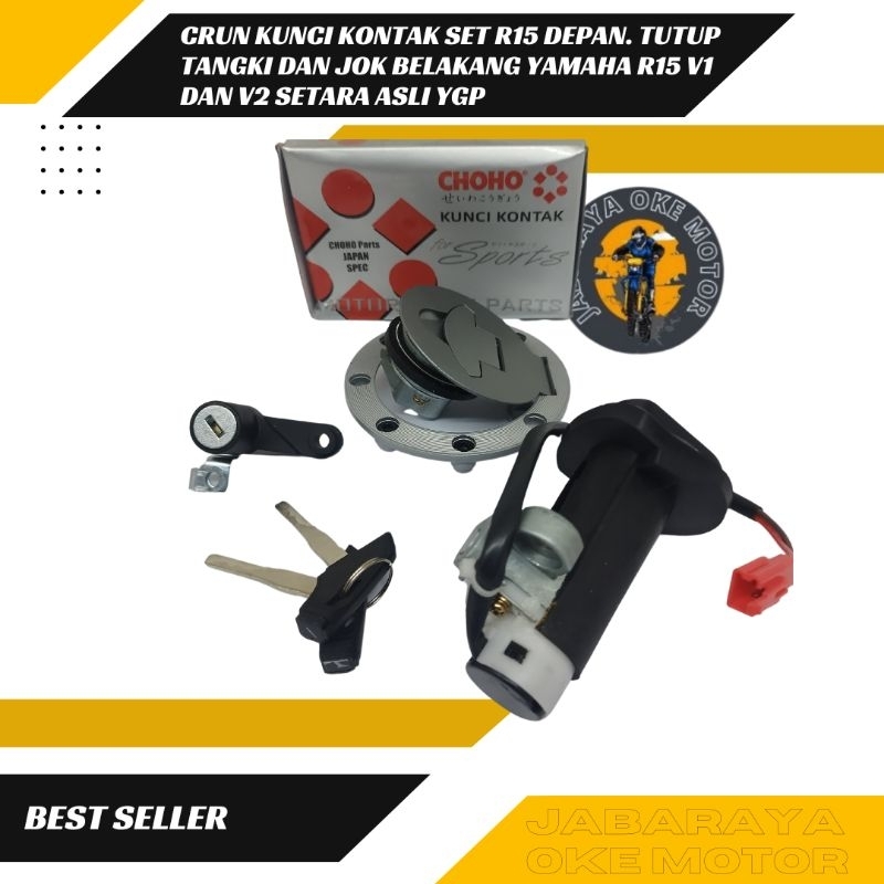 kunci kontak set R15 depan plus tutup tangki dan jok belakang yamaha R15 v1 dan v2 setara asli YGP