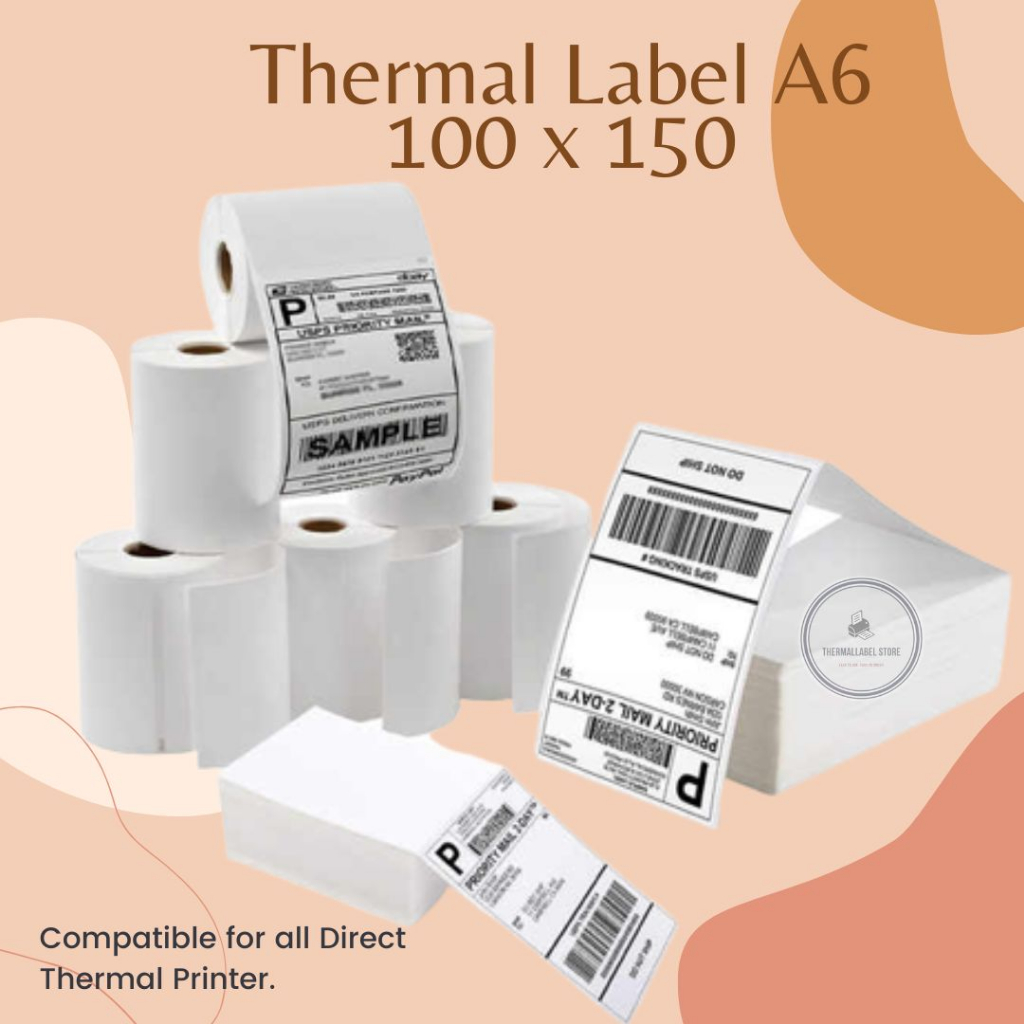 

KERTAS THERMAL LABEL A6 100 X 150 / STIKER BARCODE / SHIPPING LABEL