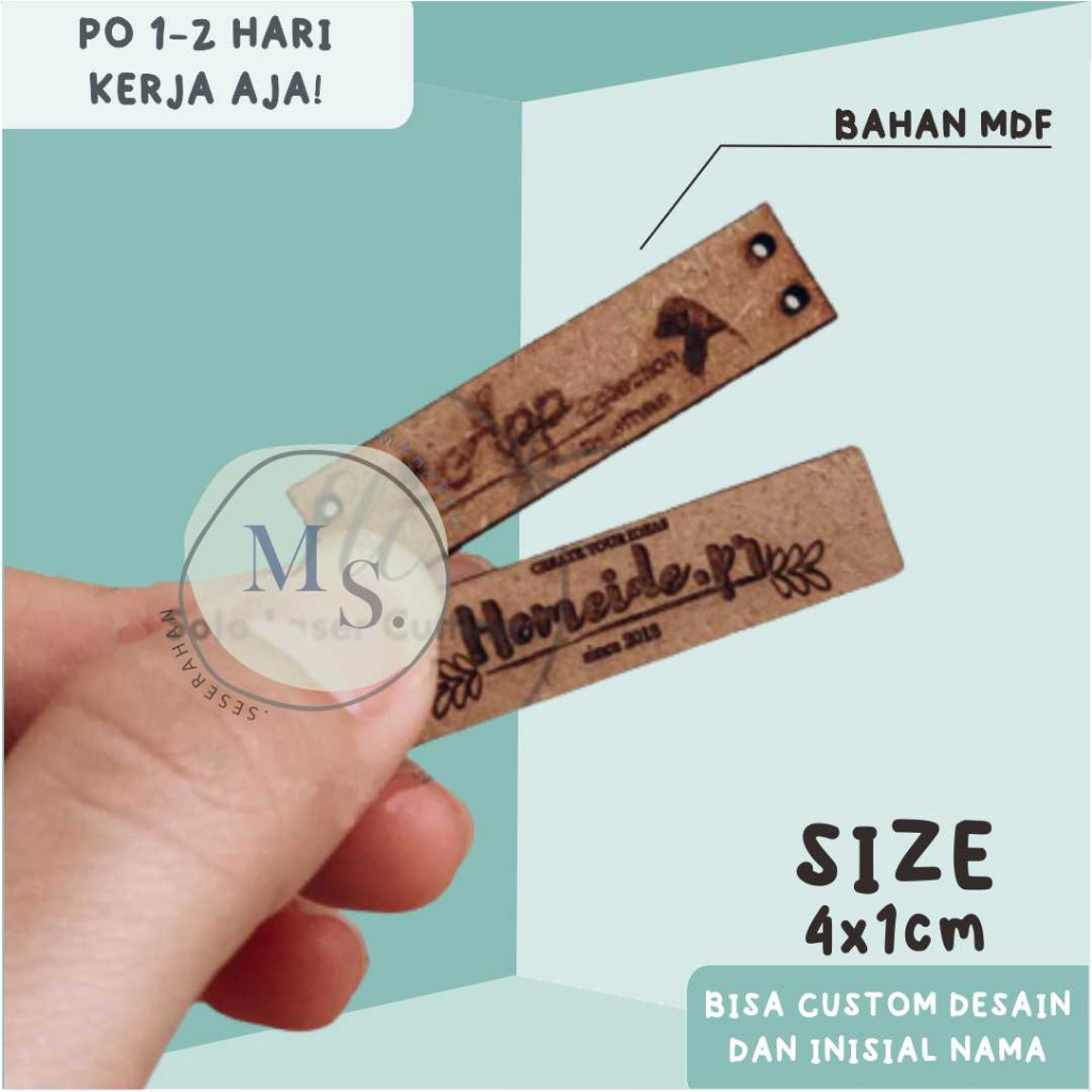 READY STOCK Label kayu custom logo / LABEL HIJAB / LABEL LOGO / LABEL JILBAB LABEL BAJU MURAH LABEL 