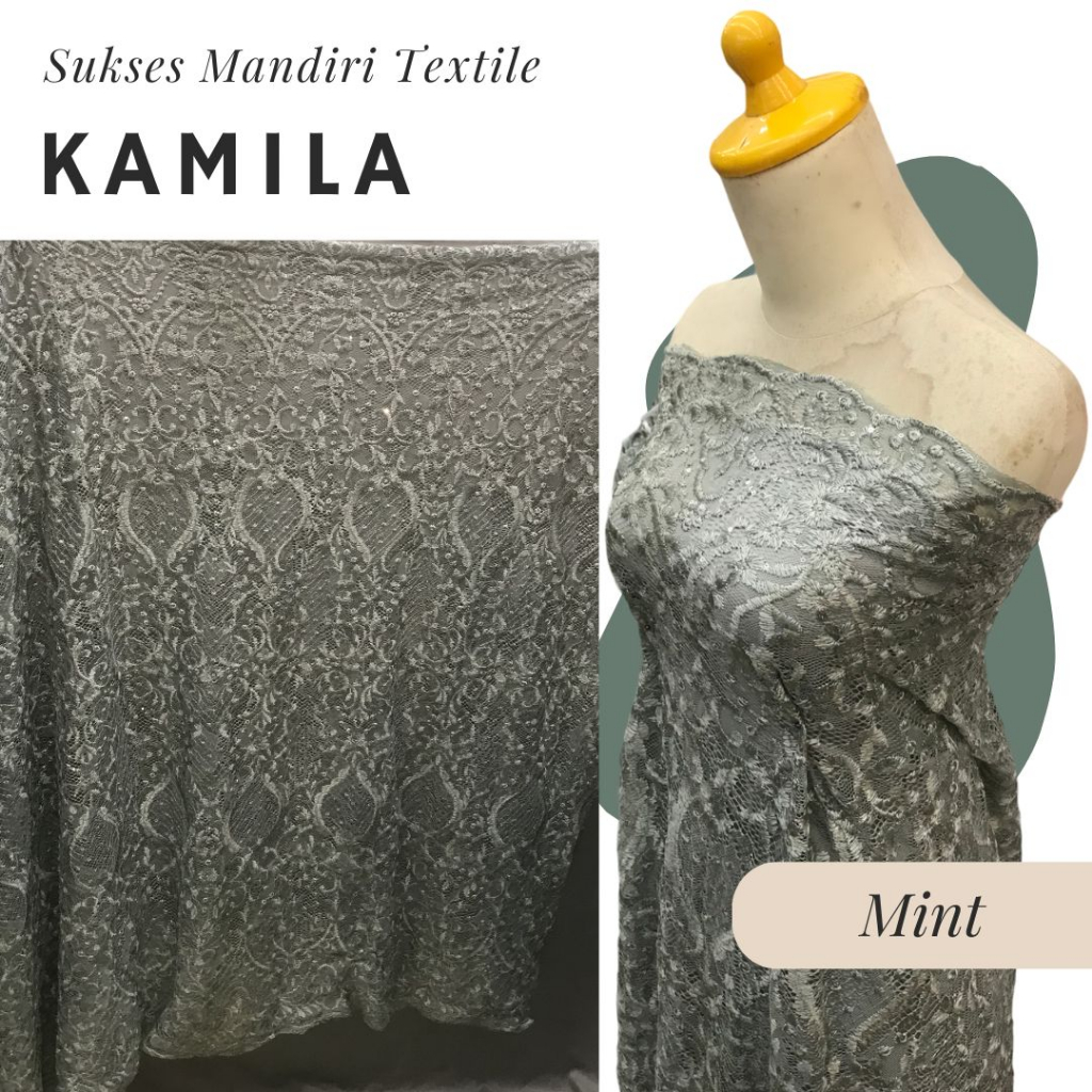 [KAMILA] Kain Tille Brukat Mint | Harga ½ meter = 50 cm (Bahan Dress Bridesmaid, Kondangan, Kebaya M