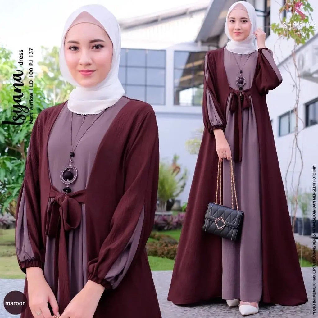 GAMIS WANITA TERBARU  ISYANA DRESS BO BAHAN KAIN CRINKLE AIRFLOW BUSUI FRIENDLY GAMIS CRINKLE PREMIU