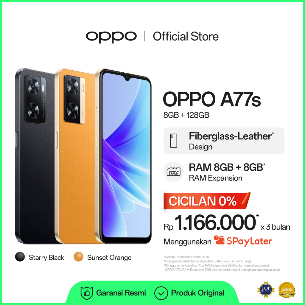 PROMO HP BARU OPPO A77s RAM 8/128 GB | OPPO A77 s | OPPO A76 RAM 6/128 | OPPO A54 RAM 6/128 GARANSI 