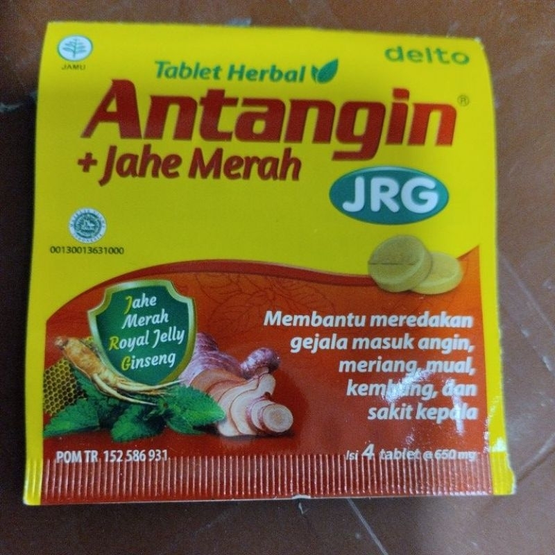 

Antangin JRG+Jahe merah Tablet Strip isi 4/Untuk Membantu Meredakan gejala masuk angin