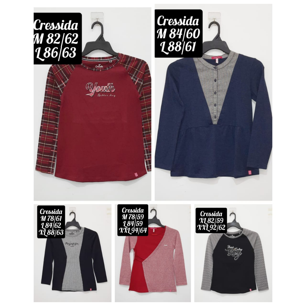 Kaos  Cressida tshirt wanita Cewek dewasa lengan panjang raglan lengan 7/8, Panjang branded Matahari