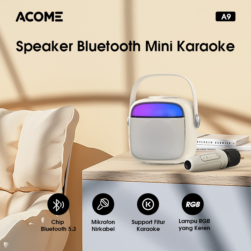 BEST SALE ACOME A9 Speaker Karaoke Bluetooth 5.3 / Speaker Wireless Mini RGB 3.5 Watt With Voice