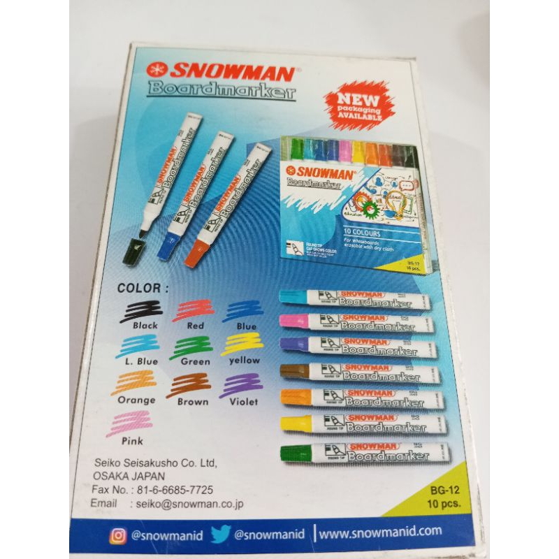 

Spidol Snowman BG-12 ( bisa di hapus) warna hitam, biru dan merah