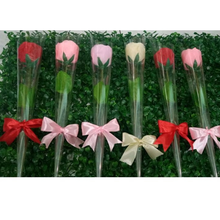 buket bunga mawar satu tangkai bunga plastik singgle buket mawar