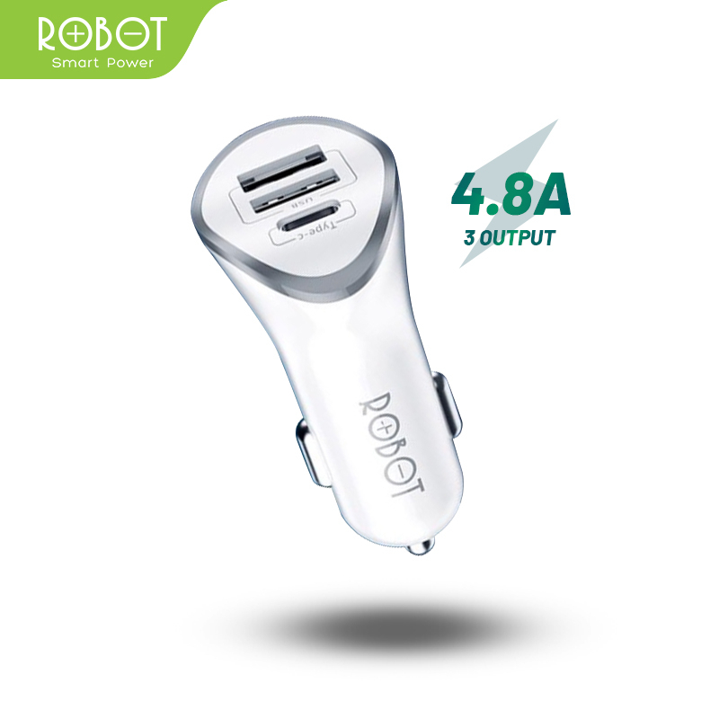 ROBOT RT-C08 Car Charger Colokan Mobil - 3 Port USB & Type C
