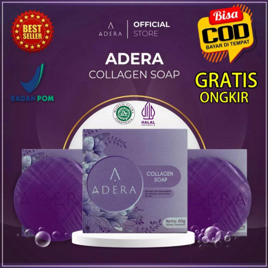 [ORIGINAL 100%] ADERA COLLAGEN SOAP-Sabun Pemutih Wajah dan Badan Viral (BAYAR DIRUMAH)