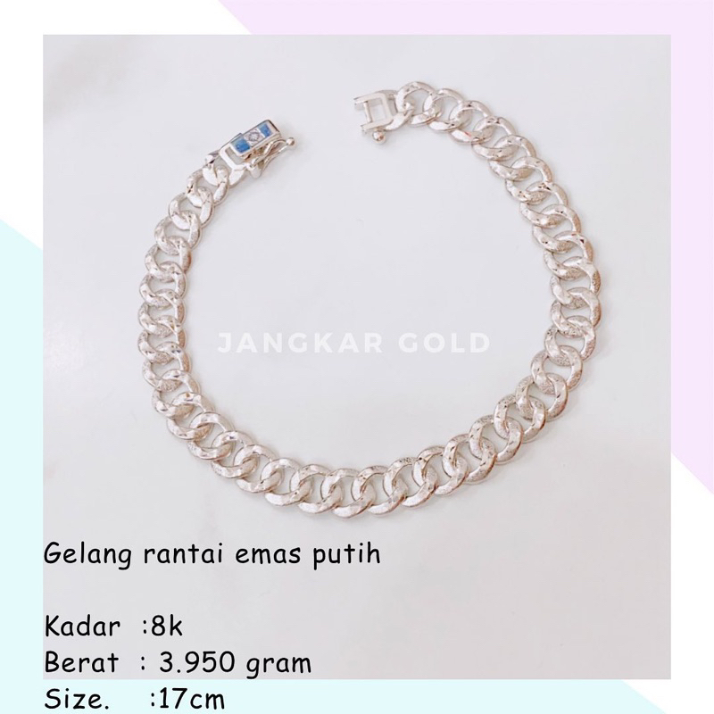 Gelang Rantai Emas Putih 8K 3.950Gr Sisik Rante