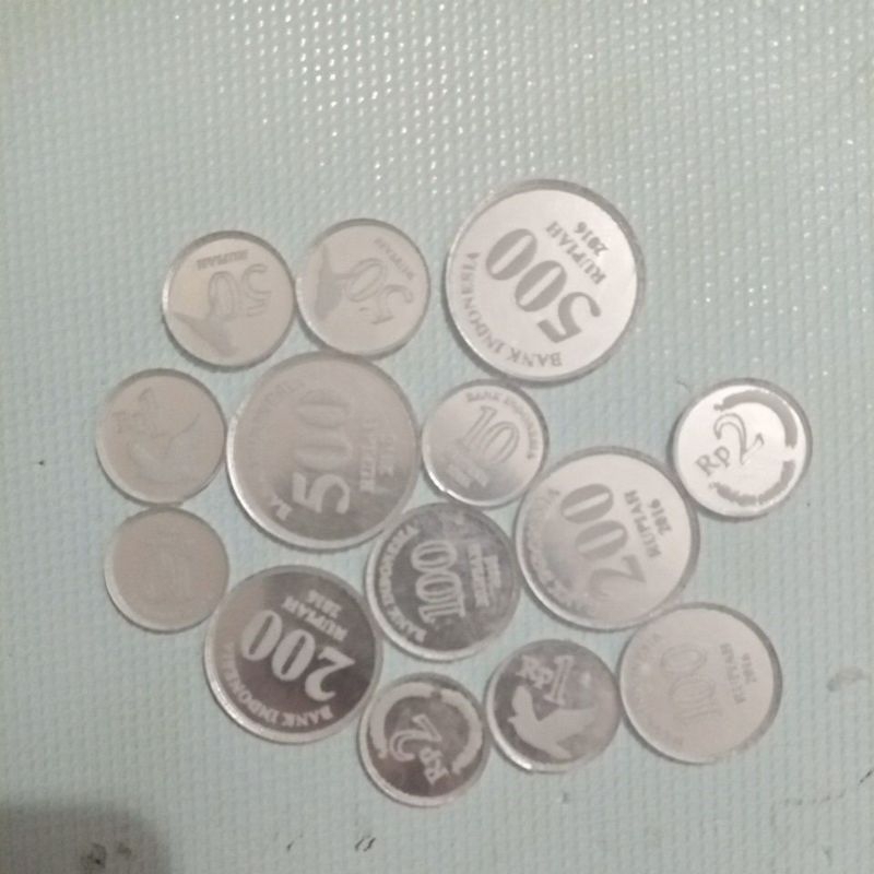 replika uang koin rupiah akrilik silver