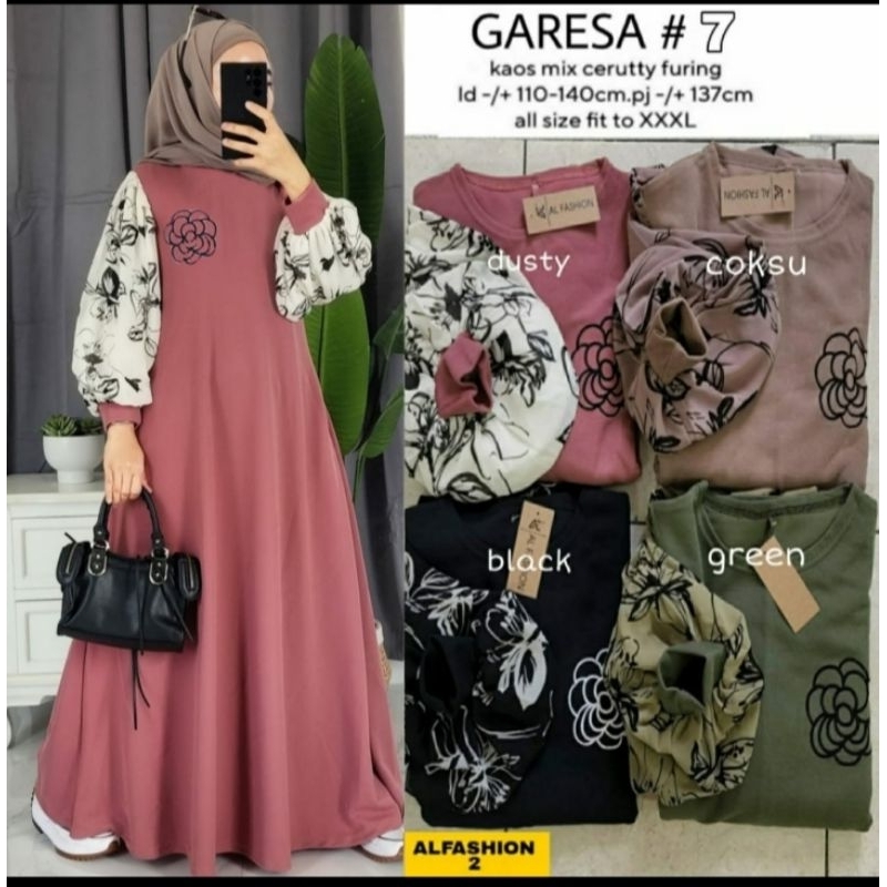 Baju Gamis Wanita Maxy Maxi Dress Dres Garesa#7 Jumbo Alfashion