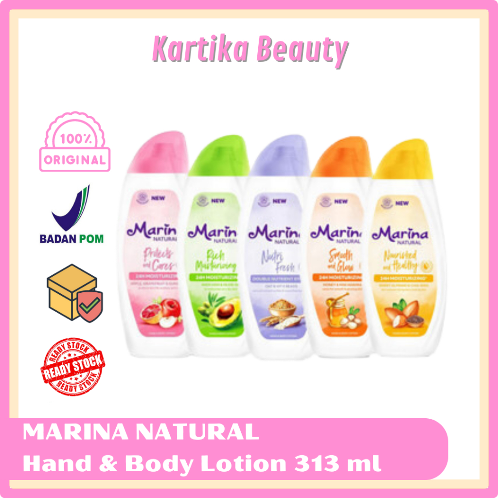 BODY LOTION MARINA NATURAL 313 ML BESAR LOSYEN MARINA HENBODI MARINA HBL MARINA