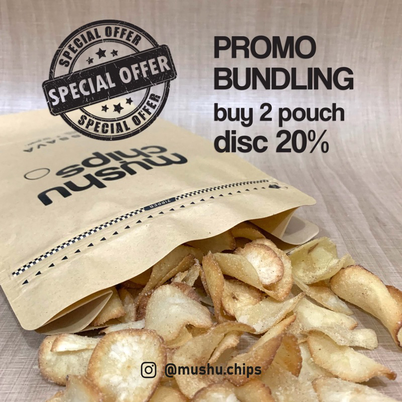 

Mushu Chips - Bundling 2 pouch Keripik Singkong kemasan 100gr (2x100gr)