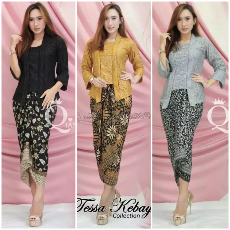 Set Kebaya Kutubaru Modern Brokat Baju Wisuda Kondangan Model Simpel Elegan Ukuran Jumbo
