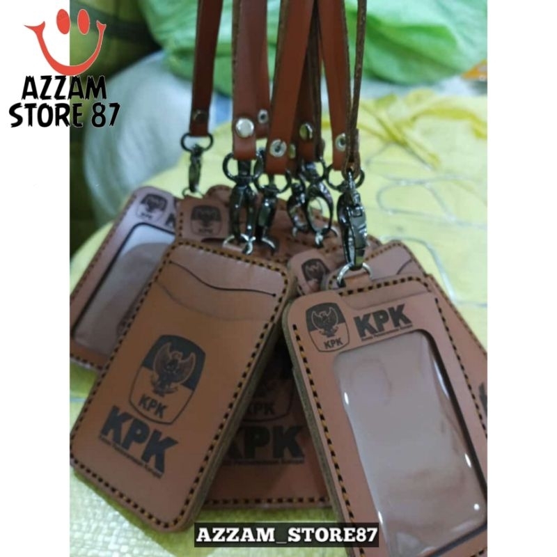 

Holder ID Card Tali Lanyard Name Tag Kulit Asli Logo KPK