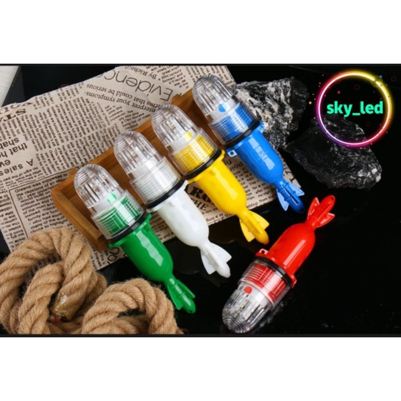 5LED/15LED 1WARNA / 3 WARNA Lampu Kode Torpedo - Lampu Sinyal Nelayan 2 BATERAI / 1BATERAI