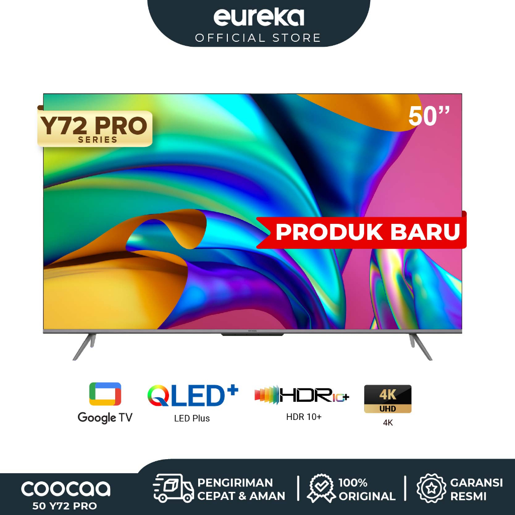 COOCAA Google TV 50 Inch Smart QLED+ - Dolby - HDR 10 - Netflix & Youtube - Flicker Free - 50Y72 PRO