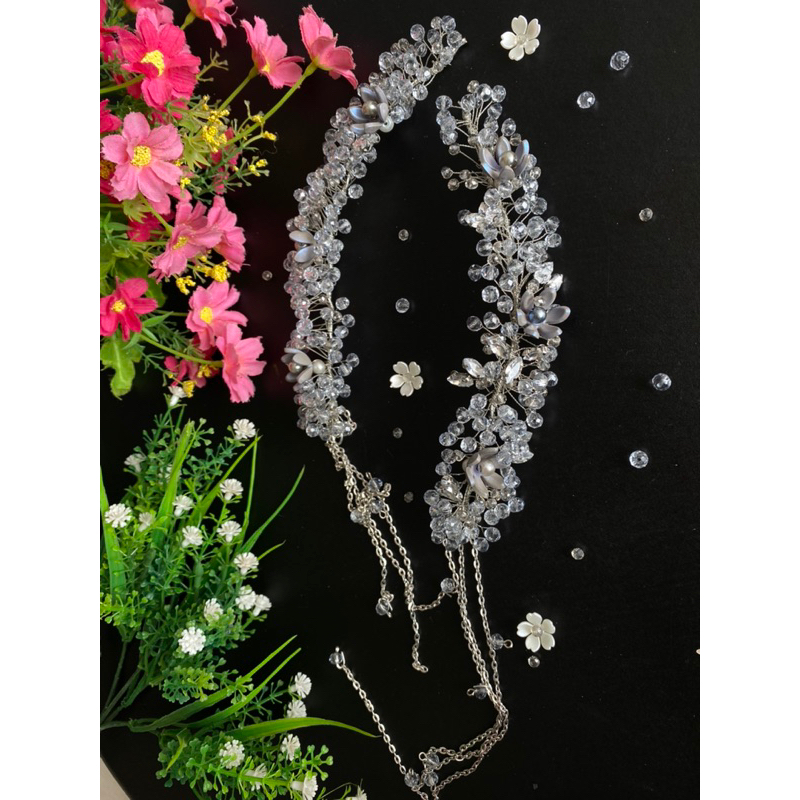 Headpiece hijab pengantin / crown hijab / bando mutiara pengantin