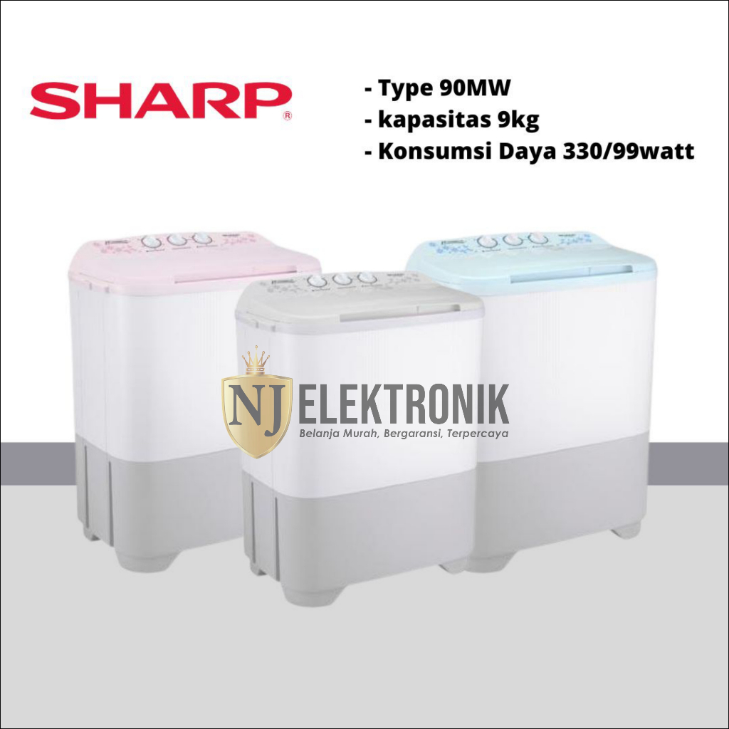 Sharp Mesin Cuci EST 90 MW / EST-90-MW / ES-T 90 MW - Kapasitas 9Kg 2 Tabung Water Inlet