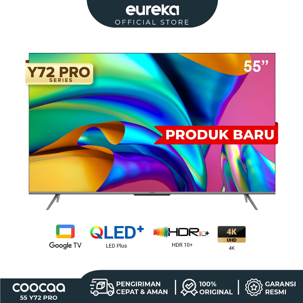 COOCAA Google TV 55 Inch Smart LED TV - Netflix &amp; Youtube - Dolby - WIFI - Flicker Free (COOCAA 55Y72 PRO)