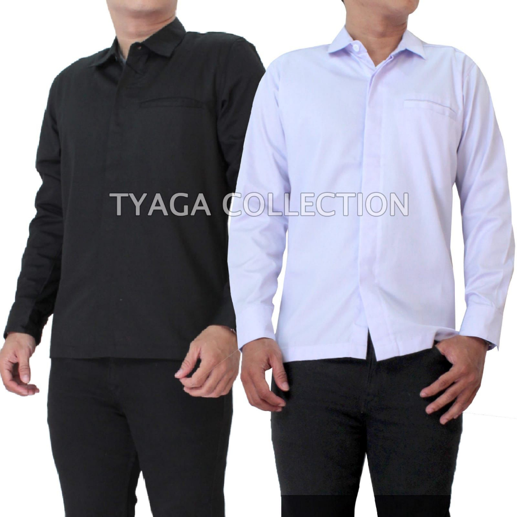 Seragam Kemeja Kantor Polos Kantong Satu Lengan Panjang , Baju PNS, Baju Drill, Baju PDH